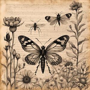 Book of Shadows Spell Page Bugs and Butterflies
