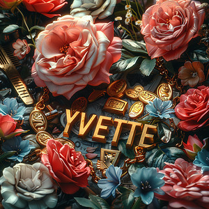 blackdigitalart collage of flowers roses gold bar