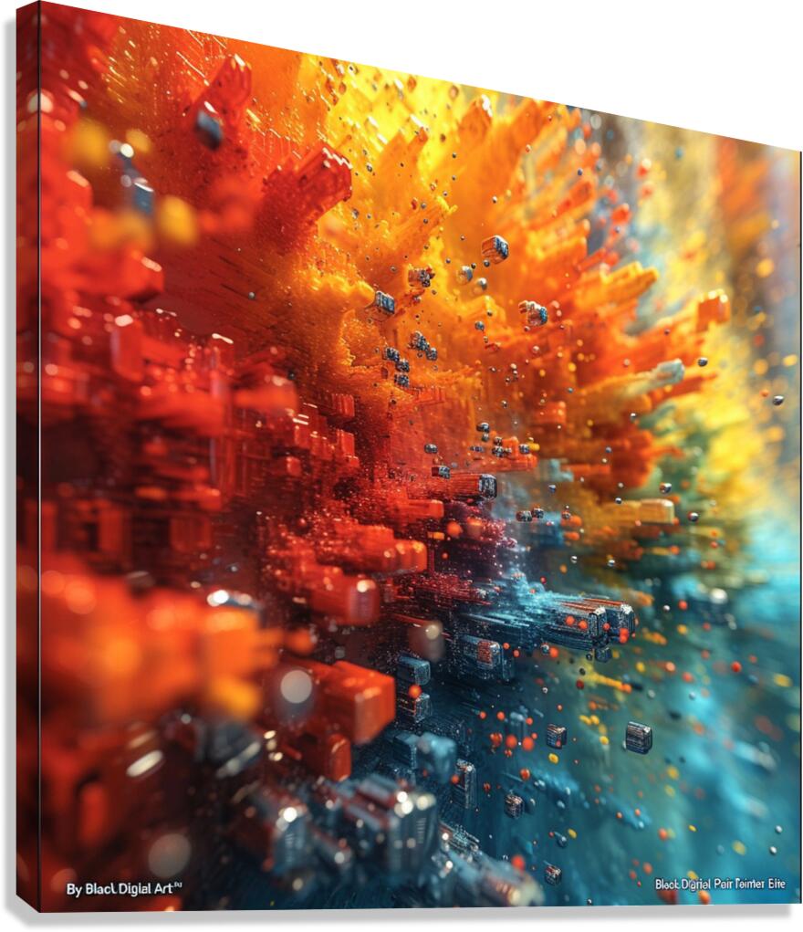 blackdigitalart 3d colorful splash of blue red wh Canvas Print