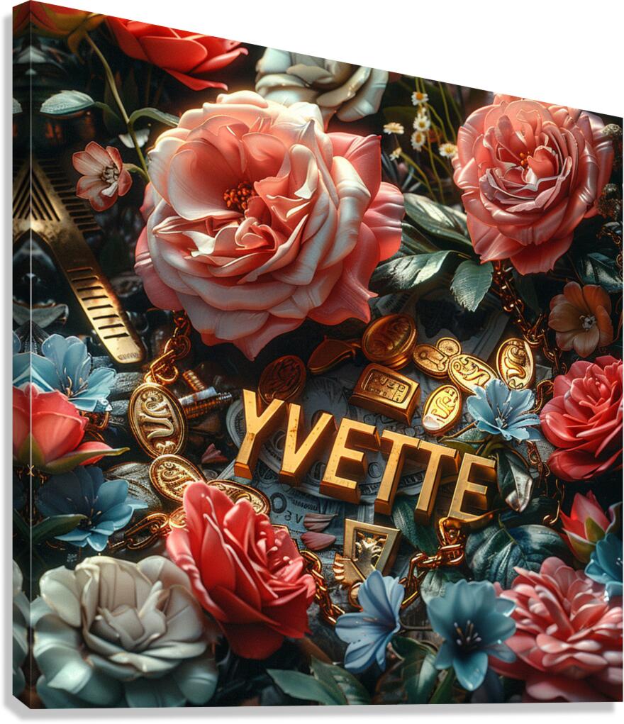 blackdigitalart collage of flowers roses gold bar Canvas Print