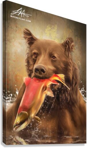 Bear Salmon Canvas Print
