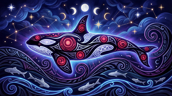 Celestial Orca Guardian of the Cosmic Waters by YASSINE ESSOUAIDI