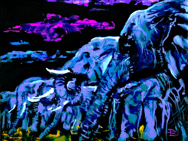 Pachyderm Profile Print by Lowell Phoenix Devin