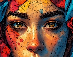 Vibrant Abstract Womans Portrait
