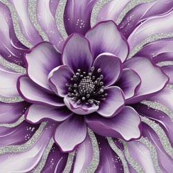 Purple Flower with Silver Glitter