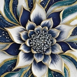 Abstract Floral Art with Gold Accents