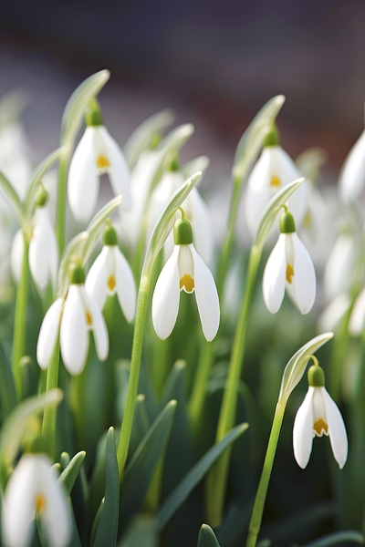White Spring snowdrops Print