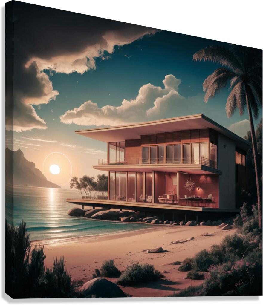 A Mid Century Modern Beachfront Haven Canvas Print