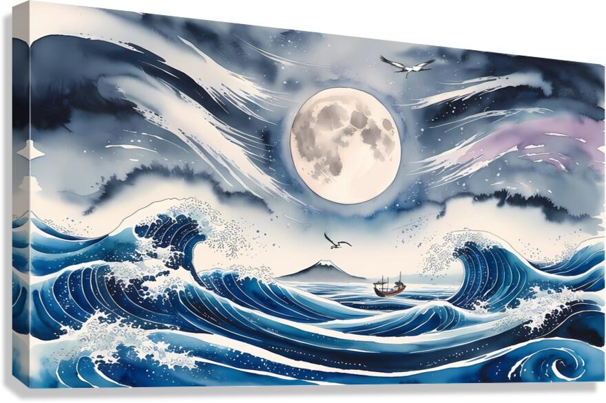 Moonlit Waves Canvas Print