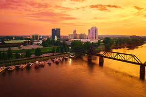 Augusta GA Skyline at Sunset Aerial View DJI 0002