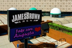 James Brown Arena Sign Augusta GA Aerial View 0740