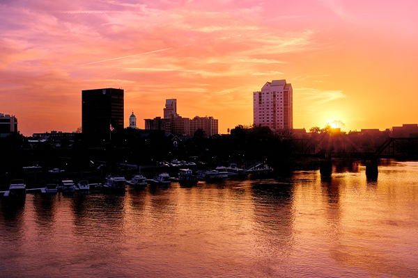 Augusta GA Skyline Sunset over the Savannah River Print