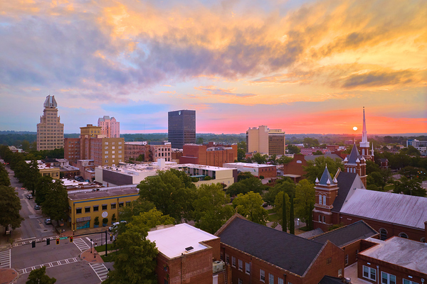 Downtown Augusta GA Sunrise Aerial View DJI 0896. Print