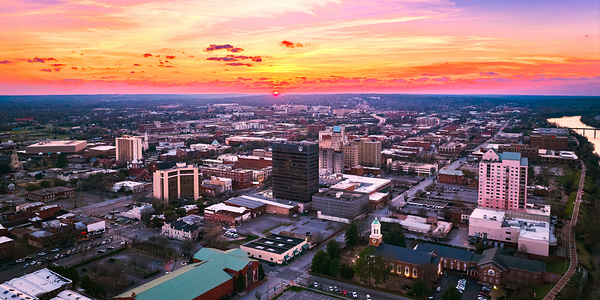 Downtown Augusta GA Sunset Aerial View DJI 0570.j  Print