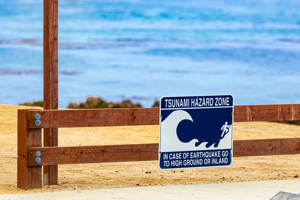 Monterey Peninsula   Tsunami Sign 1450 by Sanjeev Singhal