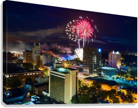 Fireworks over Augusta GA Aerial View DJI 0341.jp  Canvas Print