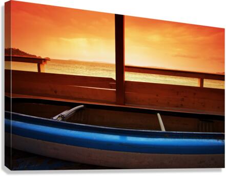 blue boat Canvas Print