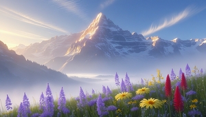  A majestic snowcapped mountain