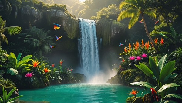  waterfall cascades down Print