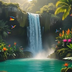  waterfall cascades down