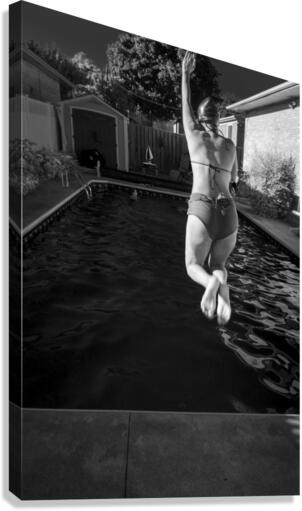 Jumping into the pool Canvas Print