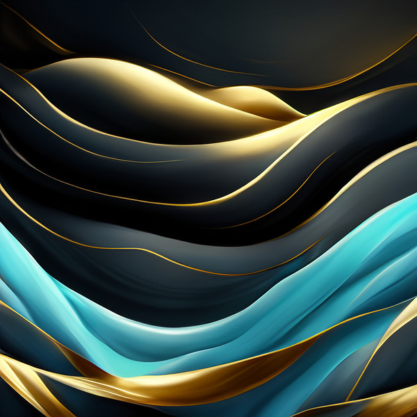 Blue Black & Gold Waves by Crowntaj