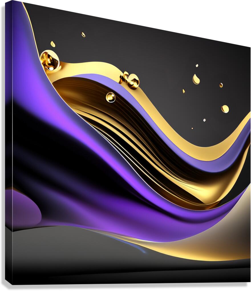Purple Black & Gold Waves Canvas Print