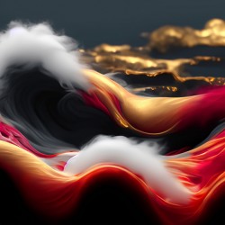 Red Orange Black & Gold Waves & Clouds