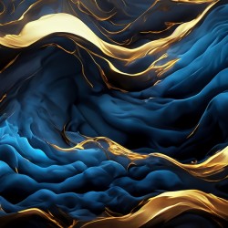 Blue Black & Gold Waves & Clouds