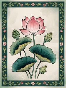 Pink Lotus Blossom Wall Art Print - Water Lily Flower Asian Inspired Art Poster - Botanical Floral Wall Decor - Poster