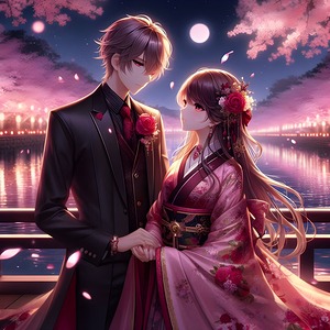 Ethereal Anime Lovers Under the Cherry Blossom Sky