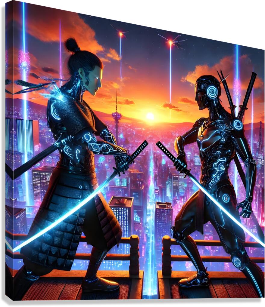  Shadows of the Neon Ronin Canvas Print