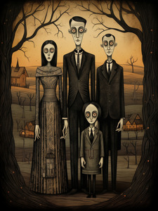 Illustrated Gothic Family Protrait