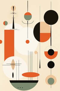 Mid Century Modern big shapes orange 1