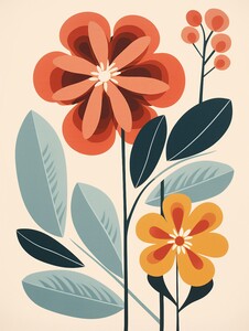 Mid Century Modern minimalistic flowers2