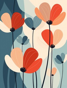 Mid Century Modern minimalistic flowers3