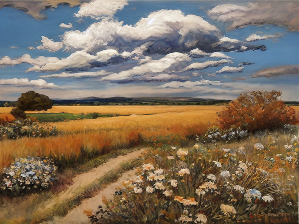 Countryside Landscape Wildflowers by CognitiveShift