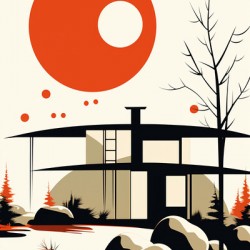 Mid Century Modern Japandi Orange 1