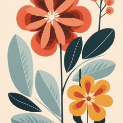 Mid Century Modern minimalistic flowers2