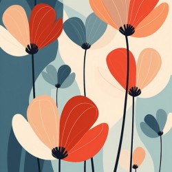 Mid Century Modern minimalistic flowers3