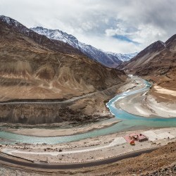 Confluence - Indus and Zanskar Rivers in Ladakh Himalaya India