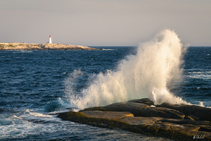 Crashing Wave With Peggy s Cove Lighthouse