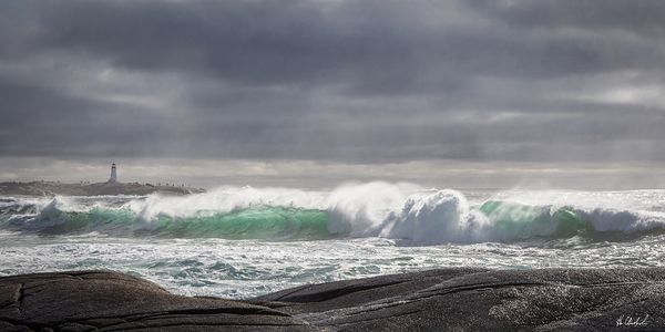 Moody Light With Peggy s Cove Lighthouse by Hugh Chisholm Photography