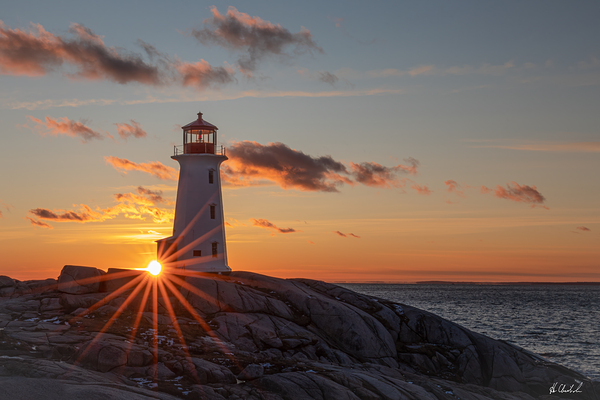 Peggy s Cove Lighthouse Sunstar by Hugh Chisholm Photography