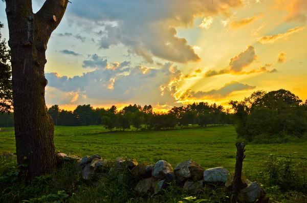 Sunset Behind a Massachusetts Farm by ZSD