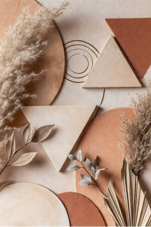 Boho Neutral Geometric Wall Art | Minimal Beige & Terracotta Decor by Arvella Art