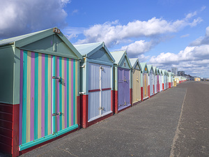 Colorful beach huts in a row