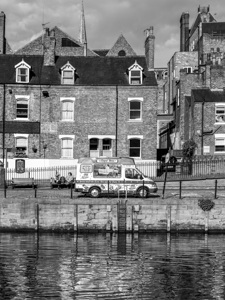 Ice Cream van on the road along the canal York UK