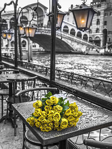 Roses on Cafe Table