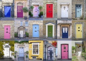 Collage of old doors, Cotswold, UK